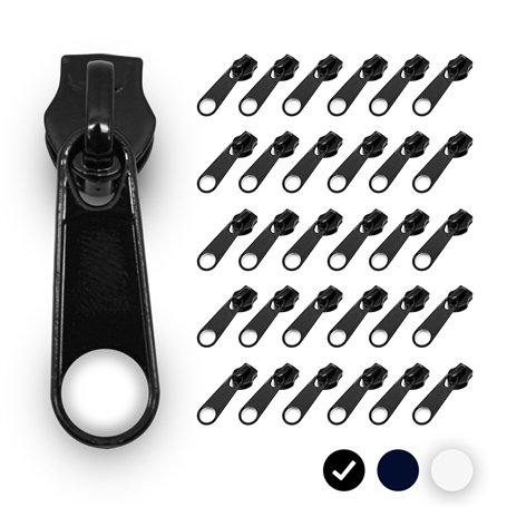 DOJA Barcelona | Curseur Fermeture Eclair | Pack 50 Curseur Noir N°5 | 40mm Long | Tirette Fermeture Eclair Metal | Couture Acce
