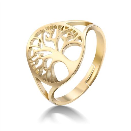 24 JOYAS Bague Arbre de Vie Doré Réglable Femme Alliance Famille et Cadeau Amour Femme