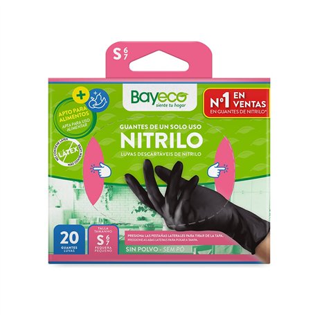 Bayeco - Gants à usage unique en nitrile - Couleur noire - Ambidextres - Doigts texturés pour une meilleure prise en main - Fini