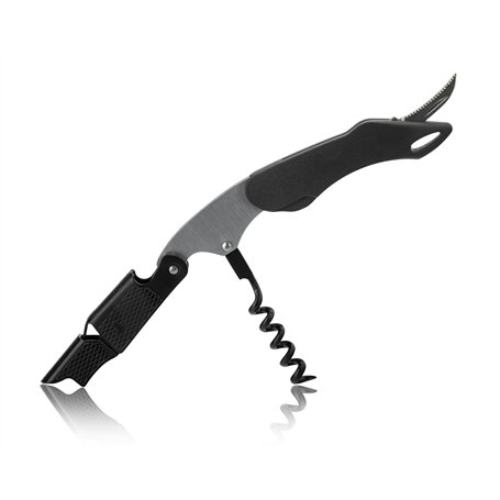 Qpractiko - Tire-bouchon Double Temps en Acier Inoxydable | Spirale en Téflon pour Ouverture Facile | Coupe Capsule Intégrée | D