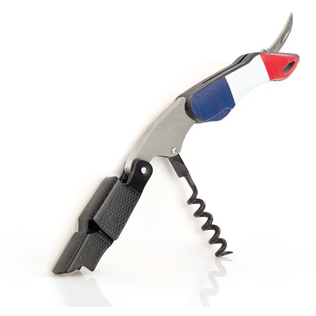 Qpractiko - Tire-bouchon Professionnel à Spirale en Téflon | Tire Bouchon Vin Drapeau France | Ouvre Bouteille de Vin