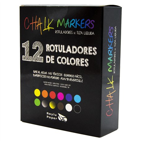 RAYLU PAPER - Marqueurs à Craie Liquide Effaçables à Pointe Réversible