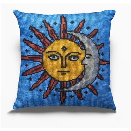 DELICATELA Kit de broderie de coussin au milieu ou au point de croix. Canevas imprimé en couleur de 40 cm x 40 cm. Comprend de l