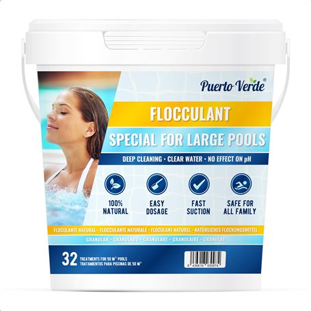 Puerto Verde • Floculant Naturel 32 Traitements. Clarifiant pour Les Grandes Piscines et Les Spas. Éliminateur de Turbidité pour