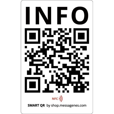 MESSAGENES | Autocollant INFO avec NFC et QR pré-imprimé et Programmable | Liaison l'Autocollant avec l'URL que vous Voulez Rapi