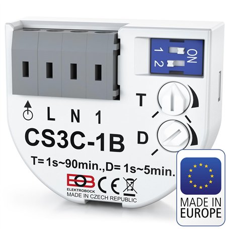 ELEKTROBOCK CS3C-1B Relais temporisé - 230 V - Avec bornes enfichables - Allumage retardé - Pour ventilateur et éclairage - Enca