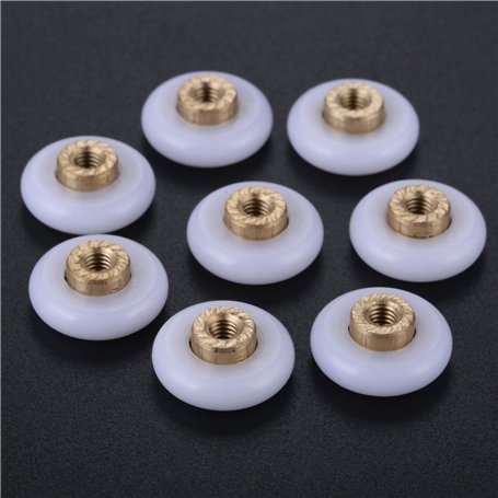 Without brand KF-Wheels 8pcs Bain Douche Porte Rouleaux/Runners Roues 18mm Dia Poulies Roue de Remplacement for boîtiers Cabines