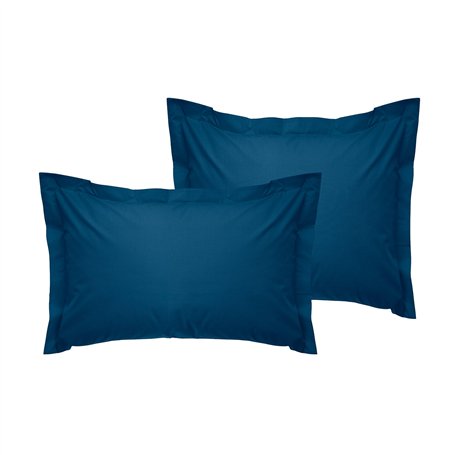 Lot de 2 taies d'oreiller Oxford de qualité supérieure - Bleu pétrole - 80 x 80 + 5 cm - 100% Coton Ranforce