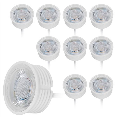 HCFEI Lot de 10 modules LED 230V 5W pour spot encastrable MR16 Blanc chaud Remplacement GU10 Ø 50 mm 38°Angle d'éclairage