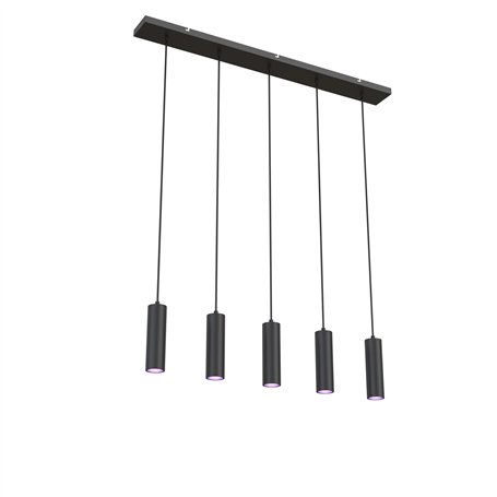 CALEX Suspension Intelligente - Smart GU10-5 Lumières - Noir Mat - Aluminium - Spots Orientables - Installation Facile