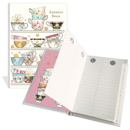 Carnet d'adresses de poche de luxe - Time for Tea - 104 pages - Dimensions : 91 x 130 mm