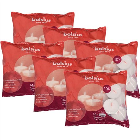 Bolsius - Maxi Bougies chauffe-plat - Blanc - 84 pièces - Longue durée de combustion de 10 heures - Bougie domestique - Décorati