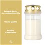 KRISTEN Lanterne funéraire extérieure traditionnelle 3D – 60 heures de combustion – Blanc – Lot de 24 pièces – Pack économique –