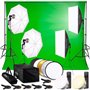 PIXETOOL Kit Studio Photo et Éclairage - Softbox - Écran de Projection - Fond Vert (3 x 3 m) avec Support (3 x 2