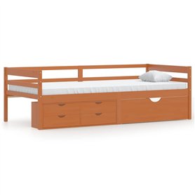 Giroletto con Cassetti Grigio Scuro in Legno di Pino 90x200 cm