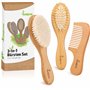 Brosse à cheveux et peigne pour bébé - Brosse à cheveux en bois naturel avec poils de chèvre doux - Brosse douce pour bébé - Pou