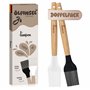 Lot de 2 pinceaux de cuisine en silicone avec manche en bambou - Résistant à la chaleur