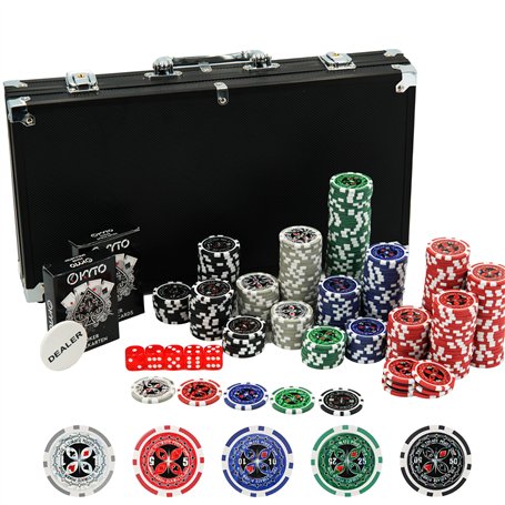 Kyto Kit de poker 300 pièces - Idéal pour Texas Hold Em - Avec valise