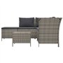 Salon de jardin 4 pcs avec coussins Gris Résine tressée