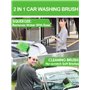 Brosse Lavage Voiture 2 en 1 Avec Raclette PBT Brosse Détail Nettoyage Camion à Poils Souples 60 "151cm Avec Poignée Longue Régl