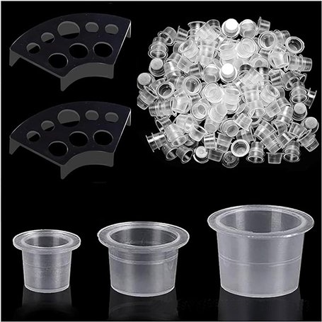 Lot de 300 capuchons d'encre de tatouage avec 2 porte-gobelets