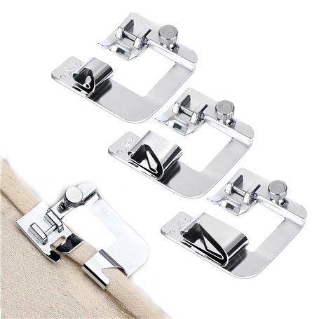 Machine à Coudre Pied-De-Biche 3 Tailles Kit Pied pour Ourlet De Machine à Coudre Pied Presseur Ourlet Roulé pour Plupart des Ma