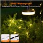 FOMYHEARD 10M Chaîne Lumineuse de Camping Enroulable, Chaîne lumineuse LED d'extérieur étanche 4 en 1 avec 9 modes d'éclairage, 