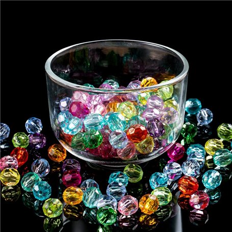 Assortiment de 320 perles rondes à facettes en cristal Diamètre 10 mm Multicolore Perles pour travaux manuels