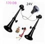 YIYIDA Car Horn klaxon voiture 24V Klaxon de voiture Trompette de camion double tube corne Zinc Chrome noir Air Horn 170db Klaxo