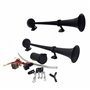 YIYIDA Car Horn klaxon voiture 24V Klaxon de voiture Trompette de camion double tube corne Zinc Chrome noir Air Horn 170db Klaxo