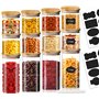 Amzeeniu Bocaux en Verre Lot de 12,430ml/750ml Bocal en Verre avec Couvercle,Pot Epices verre Rangement Cuisine Bocaux à Épices,