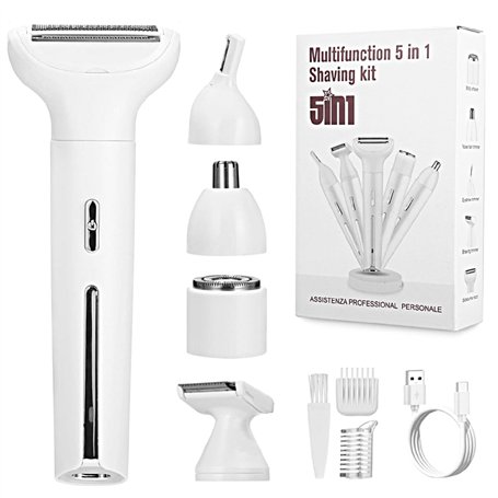 Cexovo Rasoir Electrique Femme 5 en 1 Tondeuse Femme Intime Rechargeable Rasoir Electrique avec Station de USB Rechargeable Tond