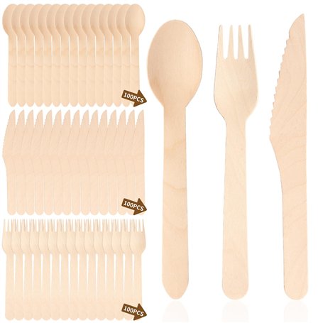 Heuchaey Lot de 300 couvert en bois tables