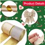 Lot de 2 rouleaux de rubans de Noël en velours doré et argenté avec bordure dorée, rubans en velours pour emballage de Noël, tra