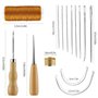 Lot de 32 outils de couture pour cuir - Aiguilles à coudre pour le cuir - Aiguilles à main - Fil ciré - Aiguilles alêne - Aiguil