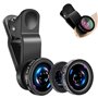 Set de 3 en 1 pour téléphone Portable - Adaptateur pour Appareil Photo à Clipser - Objectif Fisheye + Grand Angle (0