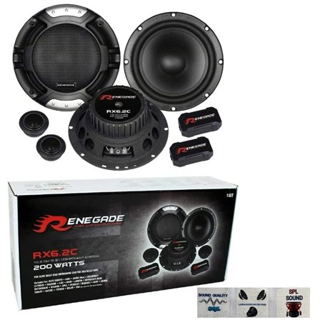 Renegade RX6.2C kit système 2 Voies 6.5" 165 mm 16.50 cm de diamètre 100 Watt rms 200 Watt Max woofer Tweeter Crossover Voiture