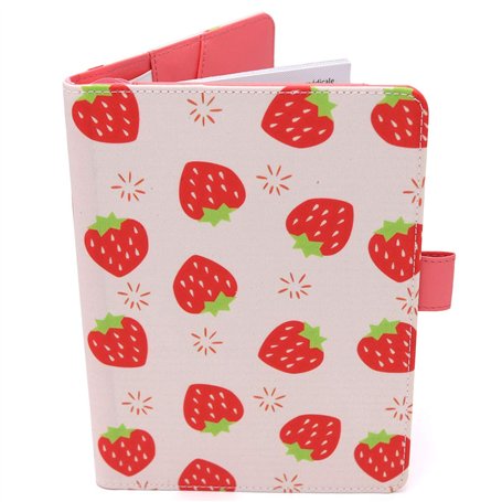Protège Carnet De Santé Pour Bébé – Motif Fraises – Format A5 15x21 cm – Rabats Pour Ranger Les Ordonnances