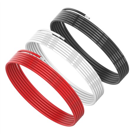 Tanoshimi 12 AWG Silicon Wire 9m (3M noir 3M rouge 3M blanc) silicone Electronic Cable 3