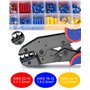 pince a sertir cosse electrique Kit Pinces D'outils de Sertissage 0,5-6mm²/22-10 AWG pince a sertir electrique avec 400 Connecte