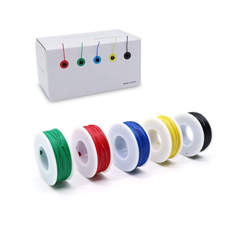 Treedix Kit de fils électroniques 30 AWG - Kit de fil de crochet - Fil électrique de 30 mètres - Câble d'enroulement en cuivre é