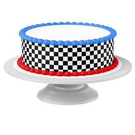 Ruban pour gâteaux Checkered Flag NOIR comestible - 4 pièces de 24cm x 5cm adapté aux gâteaux jusqu'à 30 cm à manger avec - déco