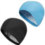 2pcs Bonnet de Bain Piscine Natation pour Adulte Bonnet de Bain Tissu PU Souple Bonnet de Natation pour Mixte Adulte Hommes Femm