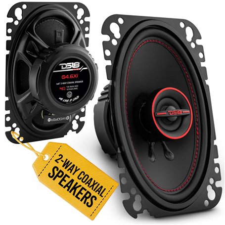 DS18 GEN-X4.6 4x6 135 Watts 2 Voies coaxial Haut-parleurs 4 Ohms - Vendu comme Une Paire de 2 Noir