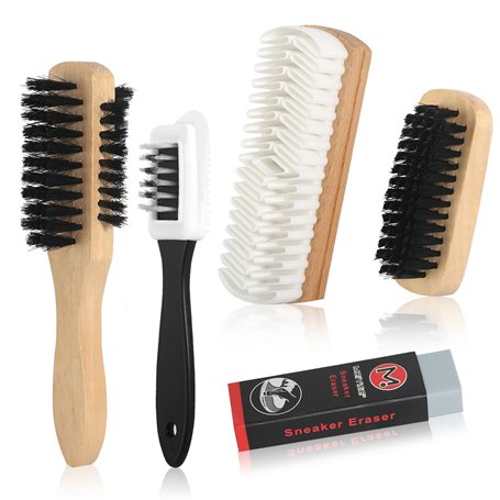 Kit de Brosses à Chaussures pour Daim 5 Pièces Brosse à Daim en Crêpe Brosse Nubuck Kit de Nettoyage pour Daim et Nubuck Brosse