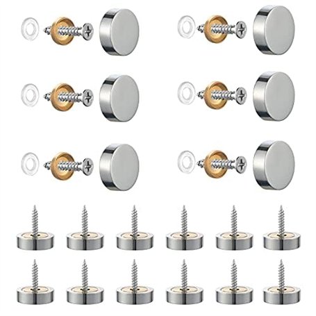 TUDOU Lot de 20 vis en acier inoxydable brossé avec cache-vis décoratifs de 12 mm pour miroirs