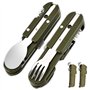 Lot de 2 couverts de camping pliants en acier inoxydable 5 en 1 - Ouvre-bouteille - Couverts de camping comme couteau