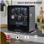 BARRINGTON Remontoir Automatique pour 6 Montres en Noir Boîte de Remontoir Premium avec Moteur Super Silencieux Écran Digital LE