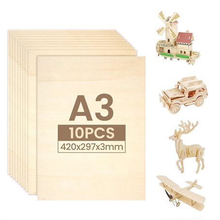 10 pièces A3 contreplaqué 3mm 420x297mm