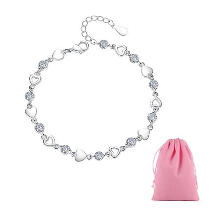 KRYMSON 1 bracelet en argent pour femme - Bracelet en forme de cœur - Réglable - Bracelet d'amitié - Bracelet en cristal tendanc